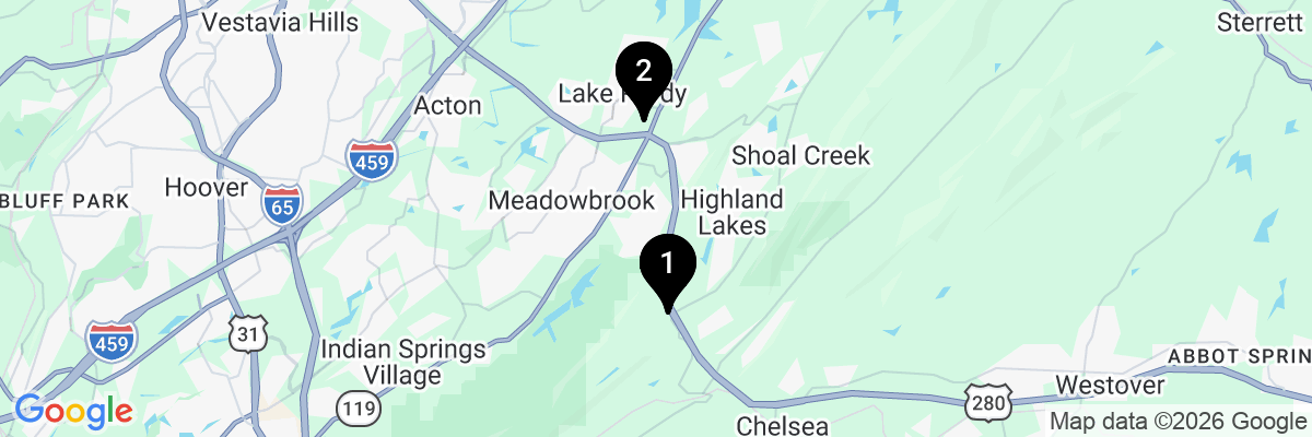Map showing facility locations