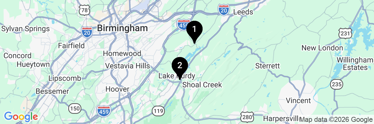 Map showing facility locations